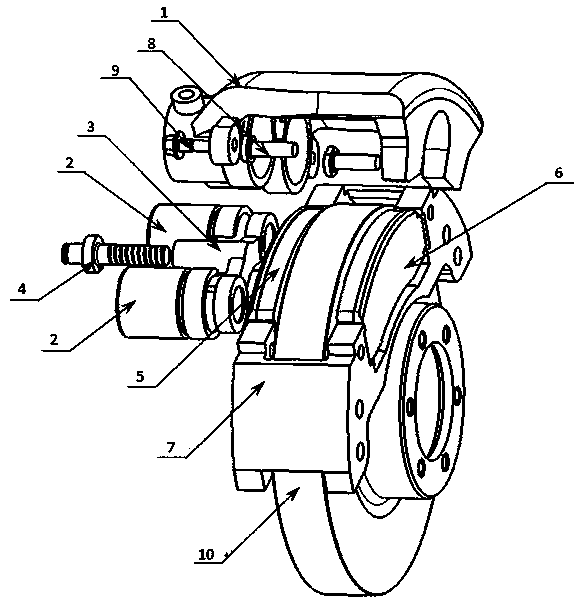 Electric control and hydraulic integrated type multi-cylinder braking caliper