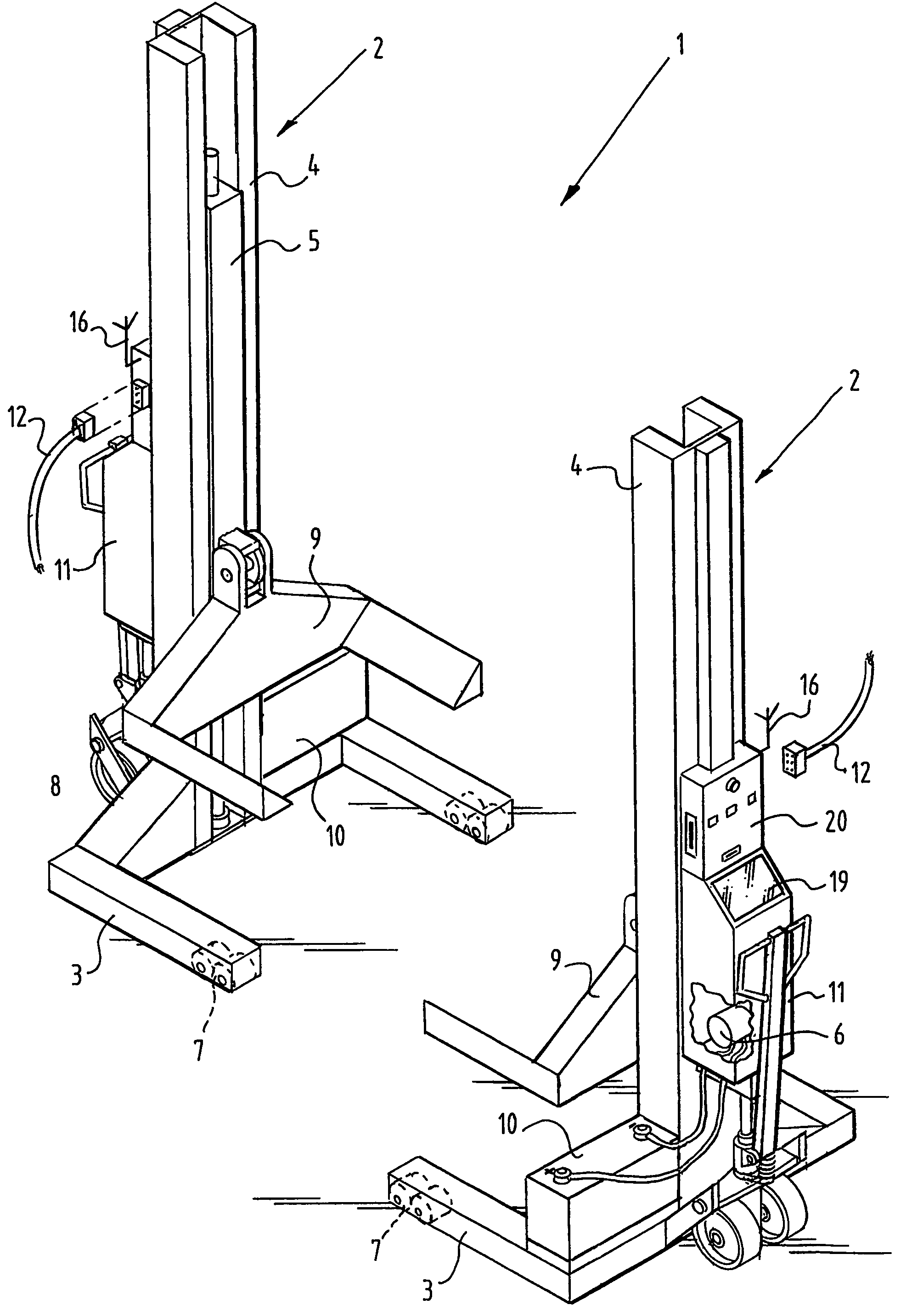 System with lifting columns