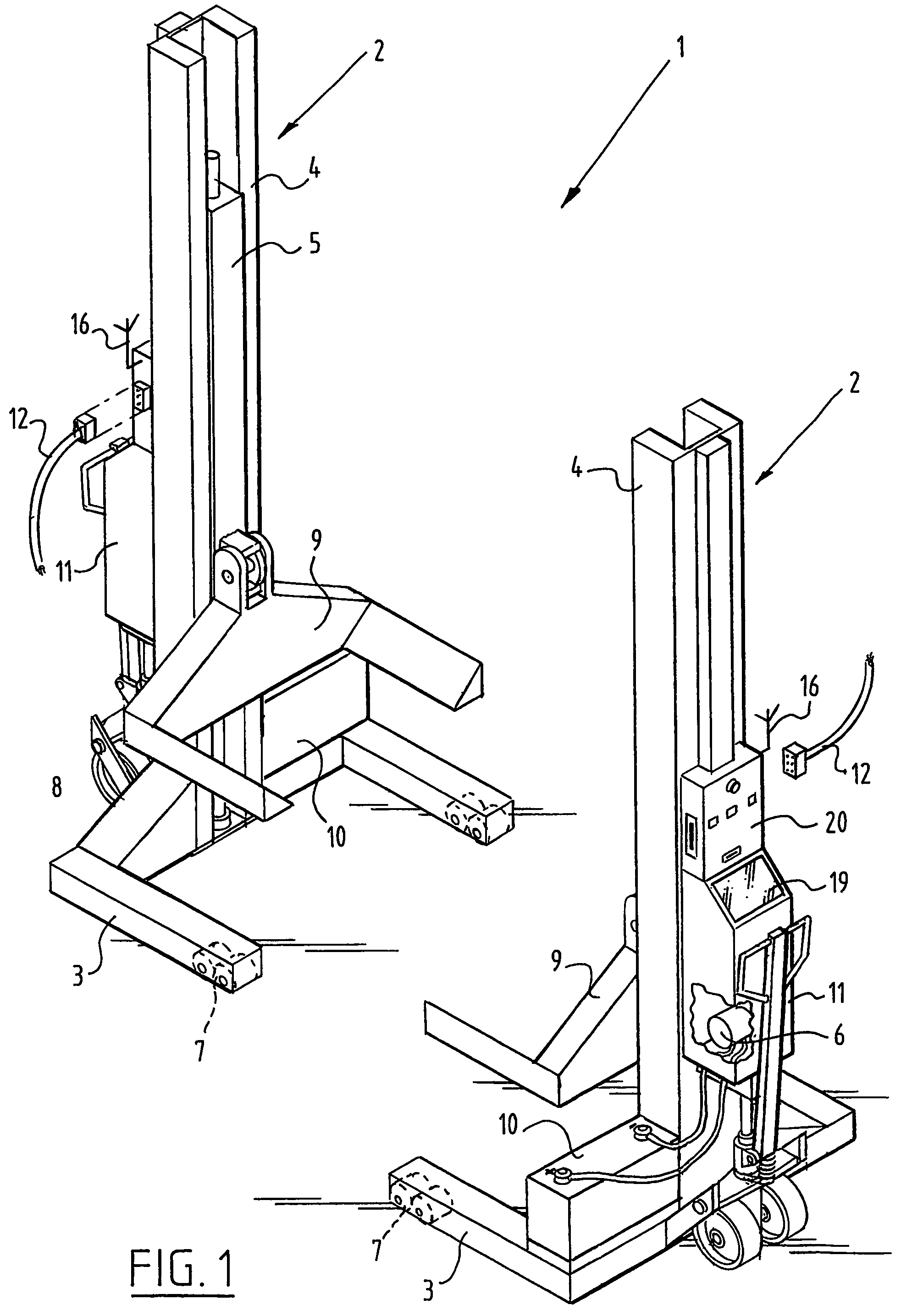 System with lifting columns