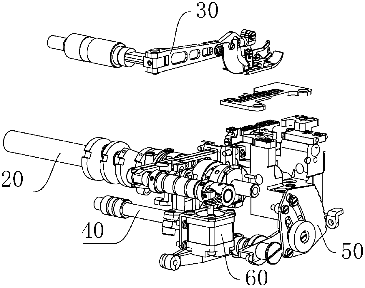 Presser foot pressure and tooth frame inclination angle synchronous adjusting method based on overlock machine