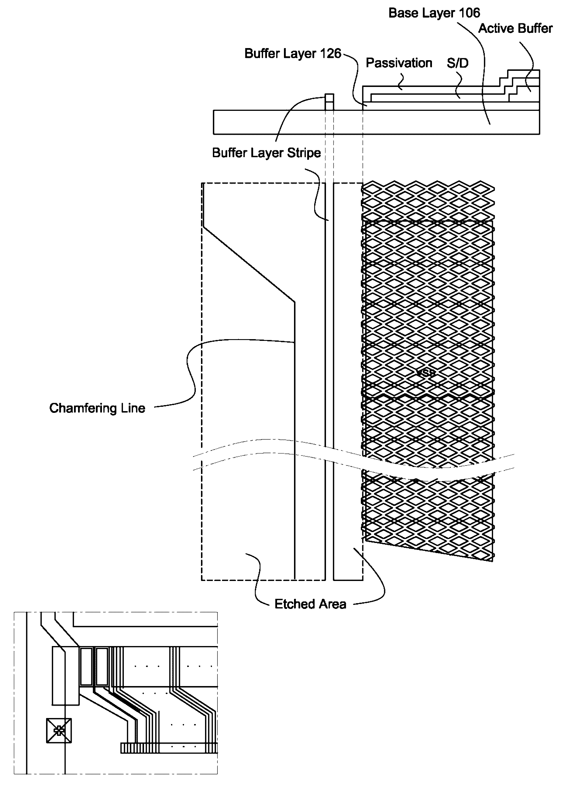 Flexible display device with side crack protection structure and manufacturing method for the same