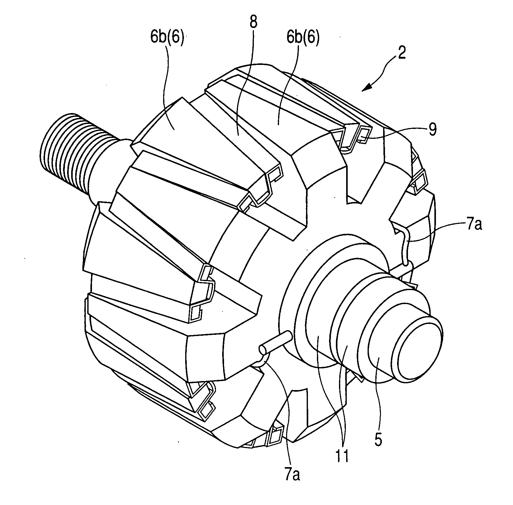 Rotor for automotive alternator having improved magnet holder