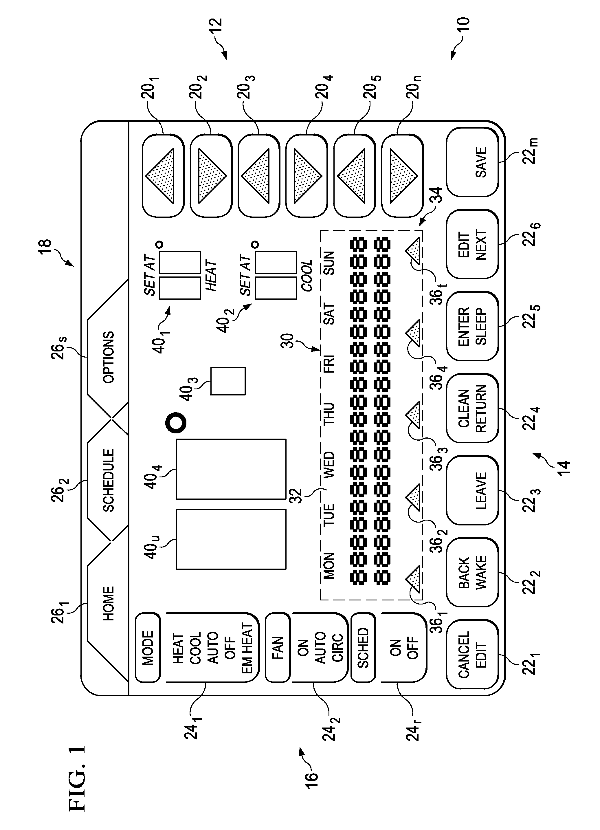 Display apparatus and method having parameter toggle capability for an environmental control system