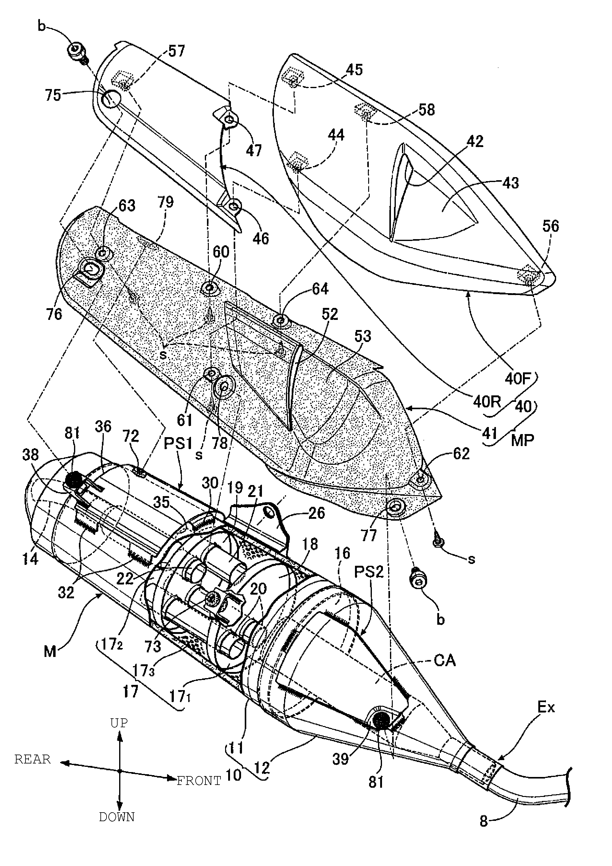 Muffler system with protector for small-sized vehicle