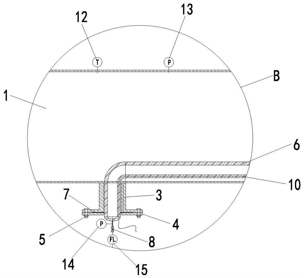 Device and construction method for preventing pipeline from being damaged due to solidification and expansion of medium