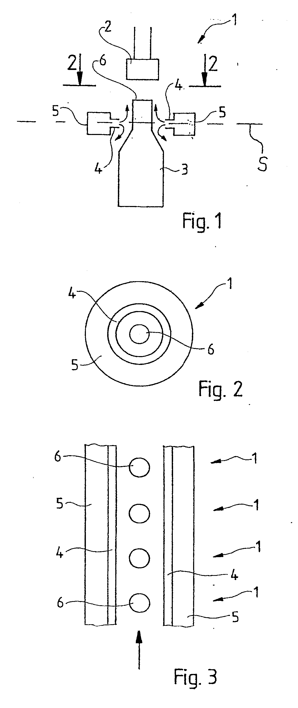 Container treatment device with a gas curtain