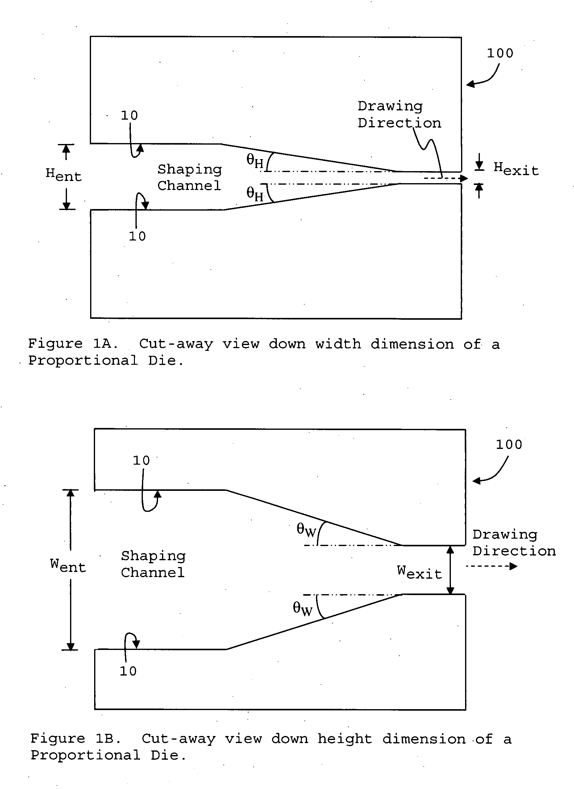Substantially proportional drawing die for polymer compositions