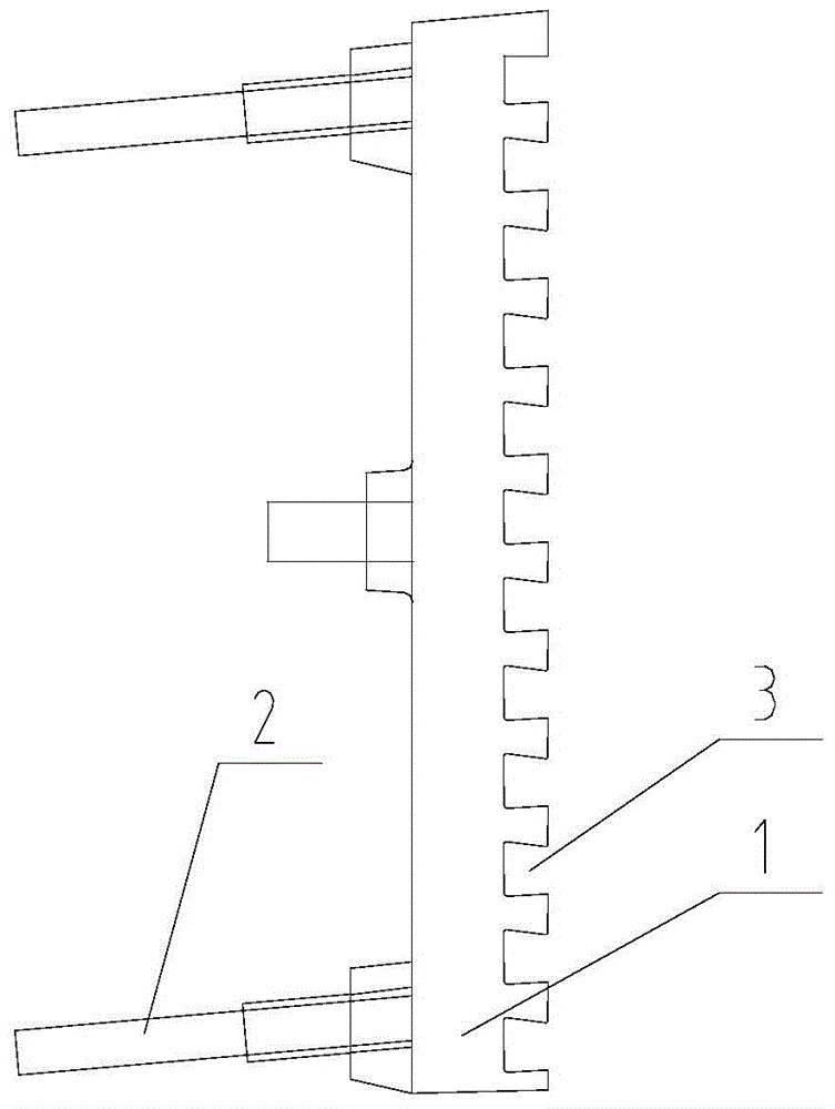 Cooling wall wood mould brick inlaid slot dimension inspection template and use method