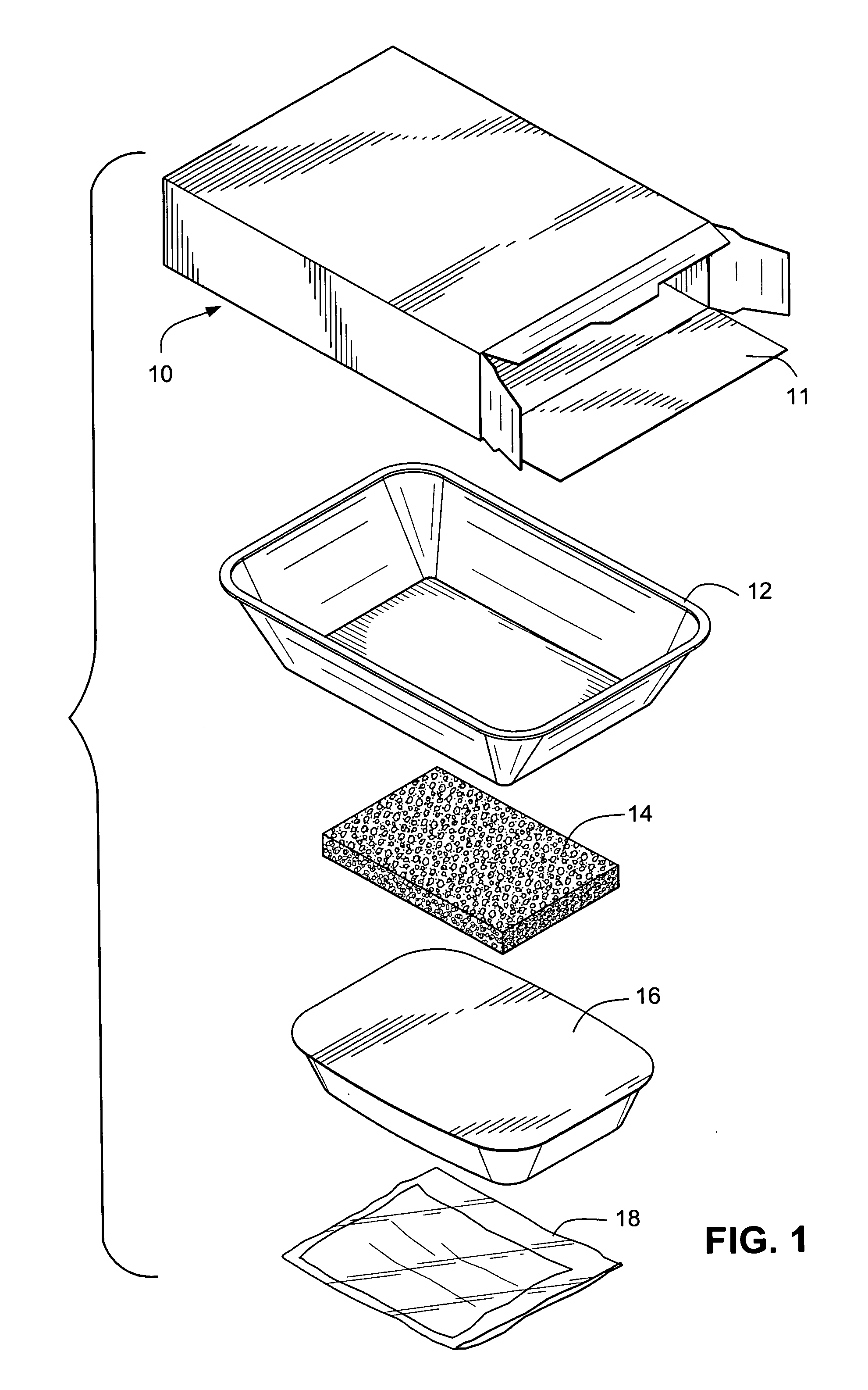 Self-contained and self-heating food, meal and drink package