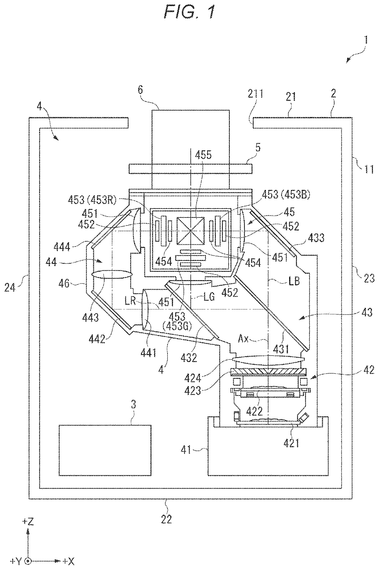 Fixing device, projection optical device, and projector