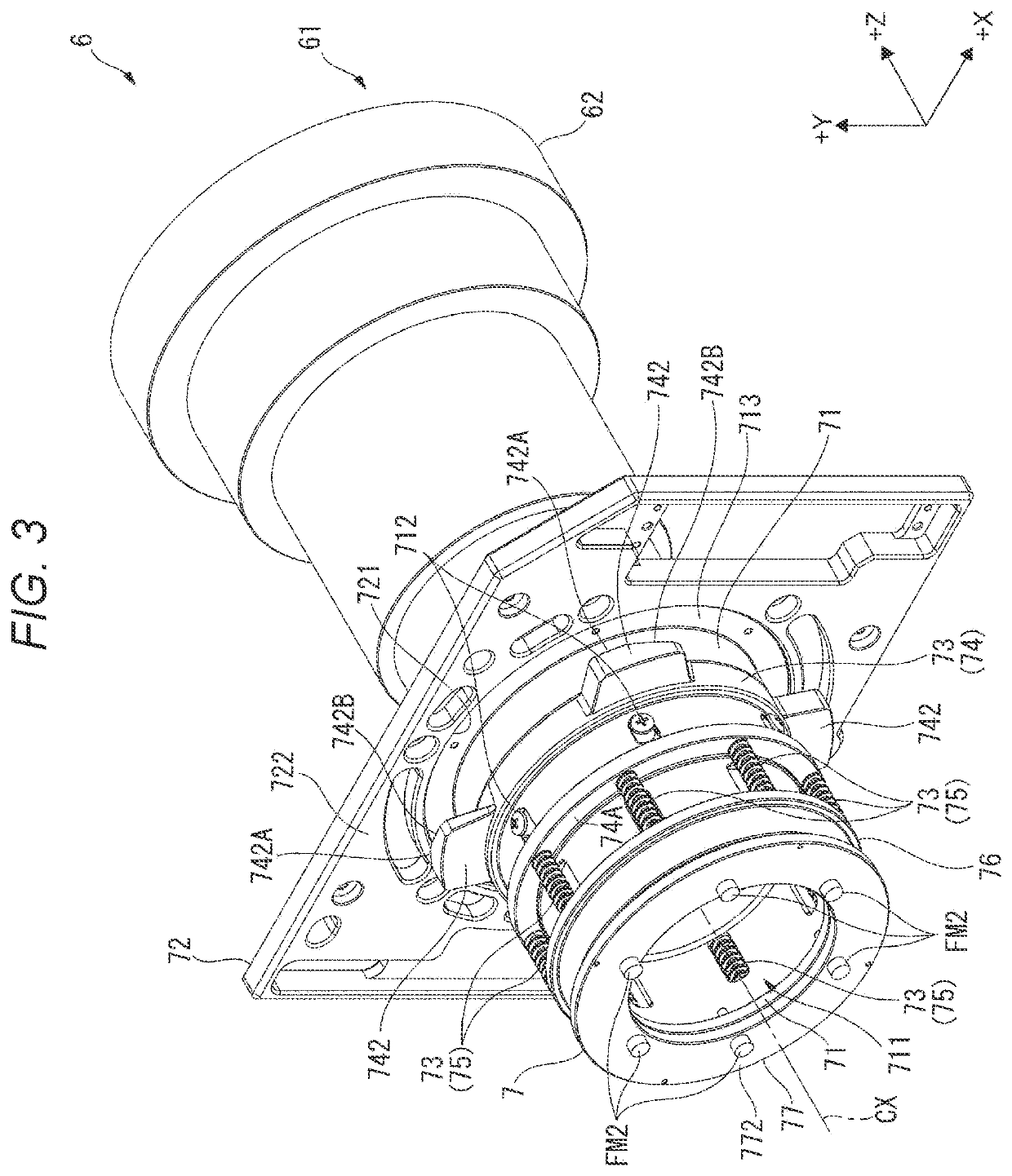 Fixing device, projection optical device, and projector