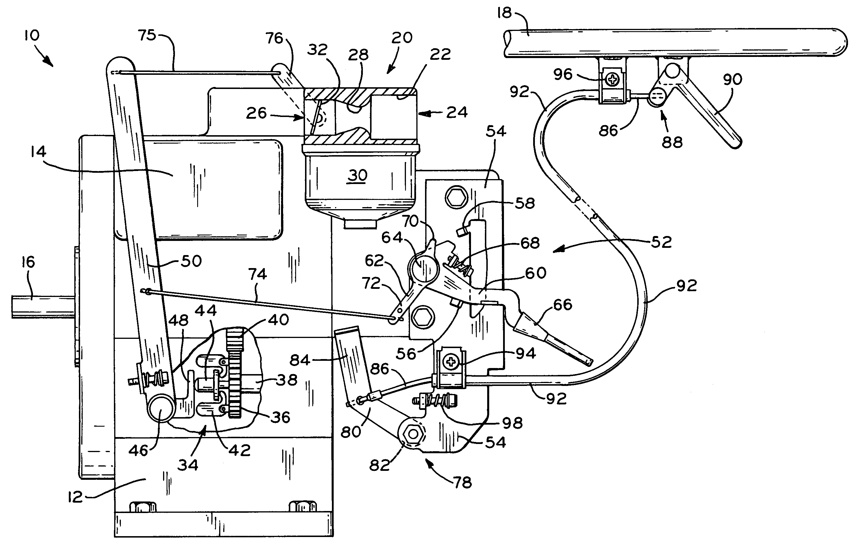Engine speed control with high speed override mechanism