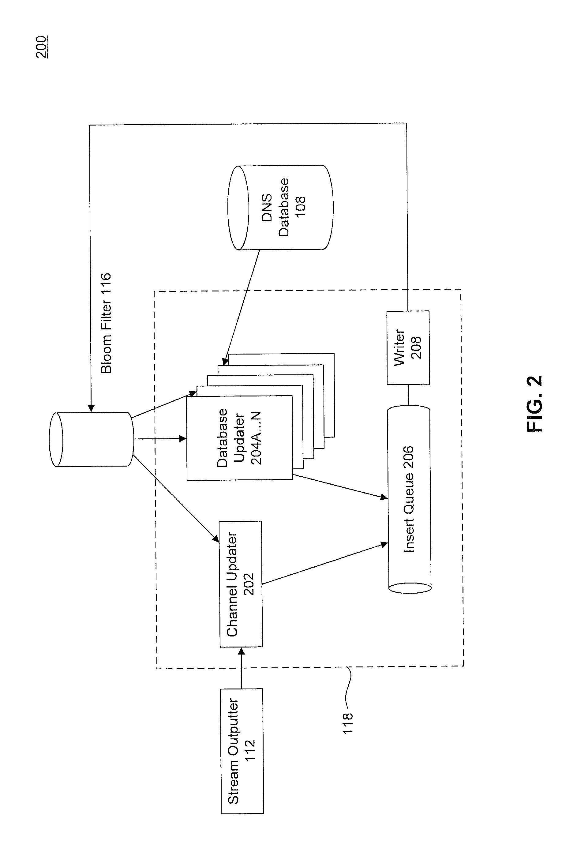 Parallel detection of updates to a domain name system record system using a common filter