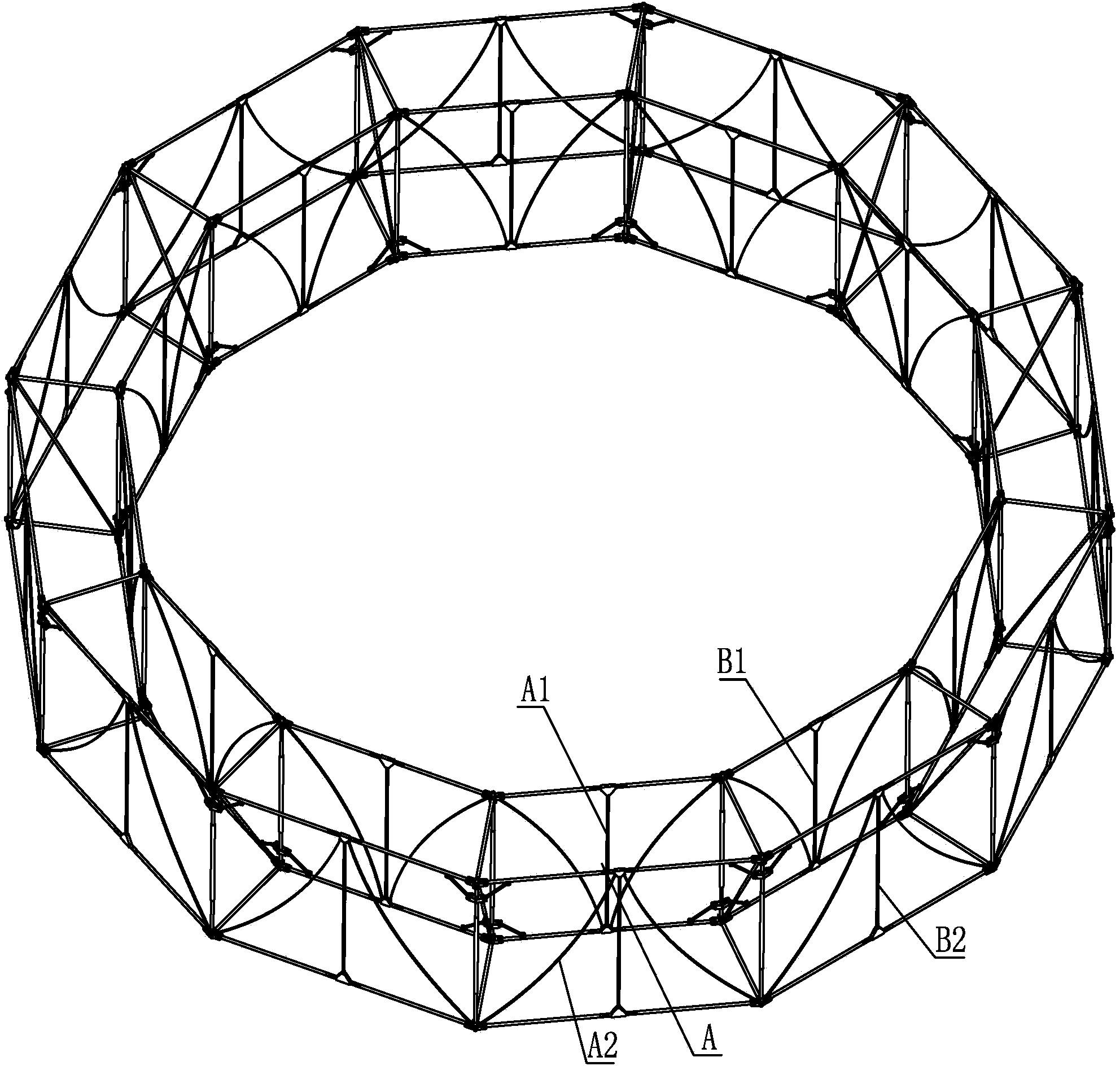 Double-layer annular truss antenna mechanism based on passive drive