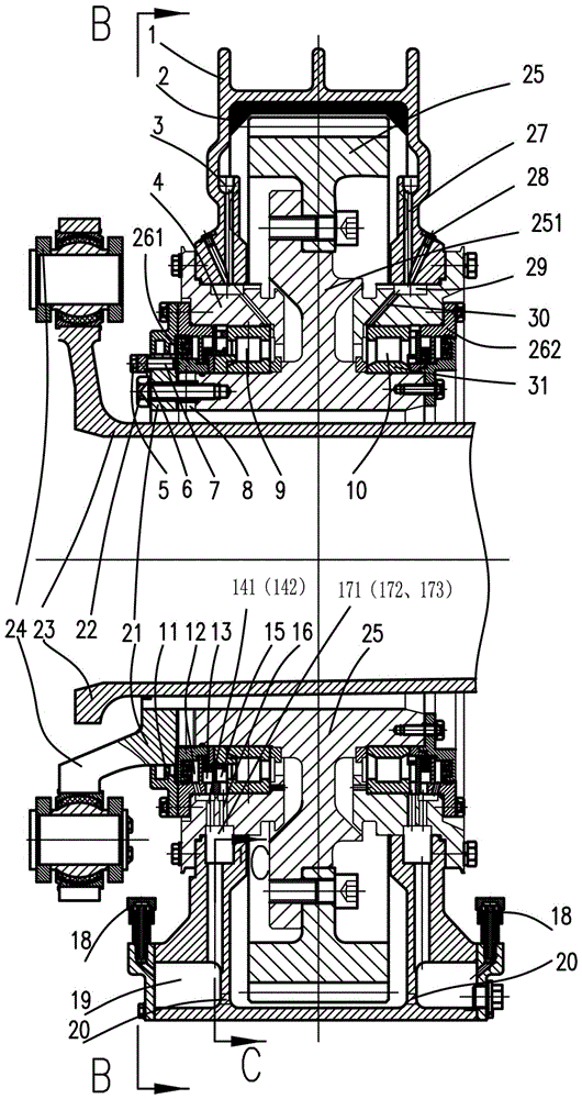 Positioning and lubrication sealing structure of bogie-suspension bearing gear box