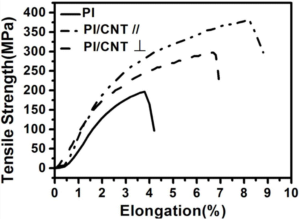 Application of carbon tube film in anisotropic polymer preparing