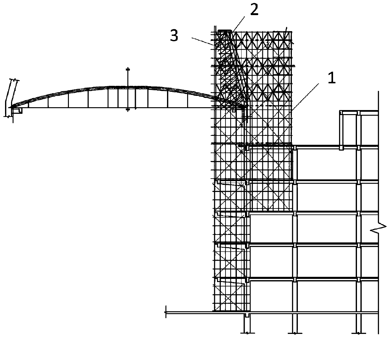 Inclined column formwork support system and construction method thereof