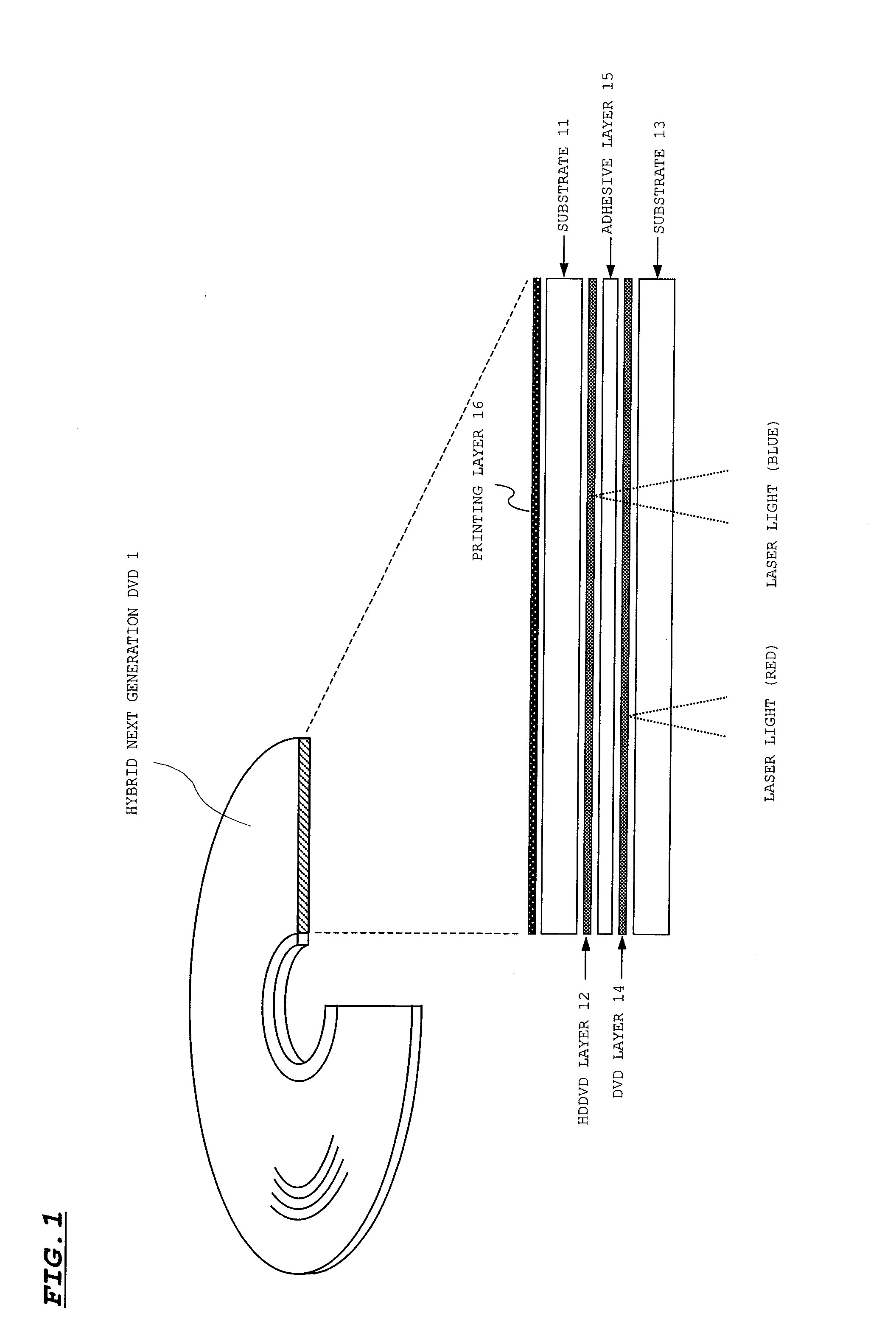 Optical disc device and hybrid optical disc