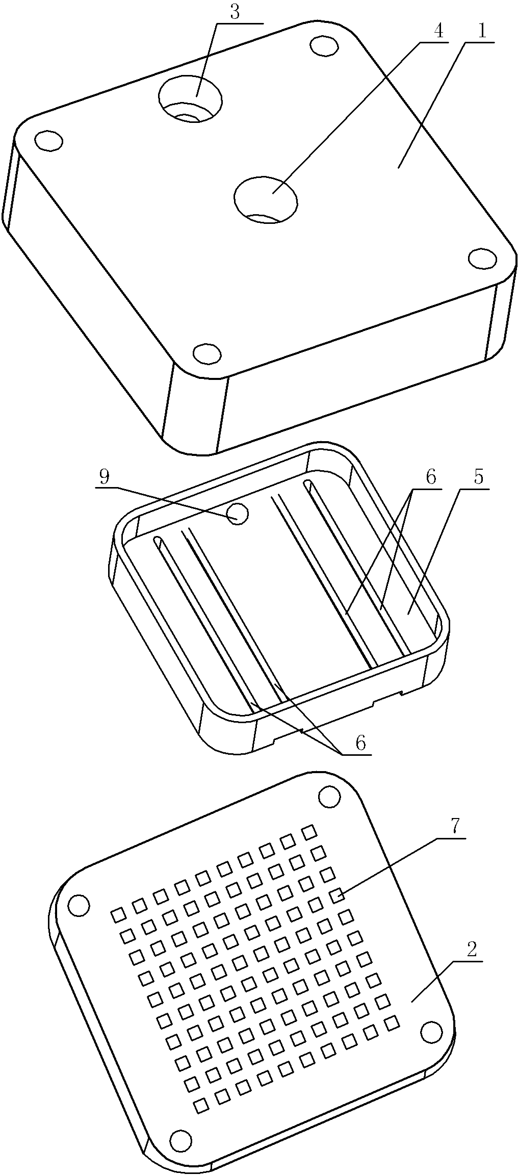 Multi-channel water-cooling device structure of computer CPU (Central Processing Unit)