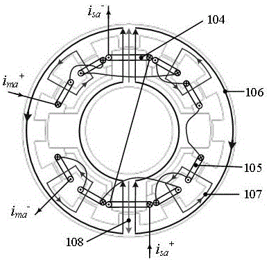 Axial split-phase internal stator permanent magnet biased magnetic suspension switched reluctance flywheel motor
