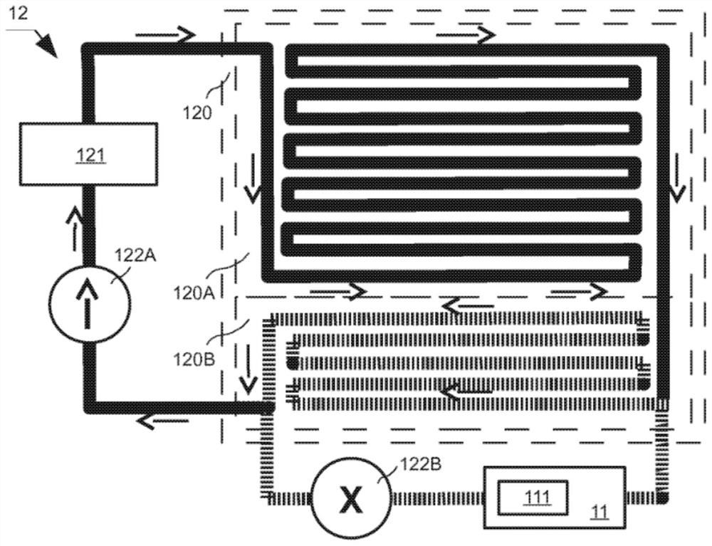 Cooling device for an air charging system of a heat engine and an air charging system equipped with the same