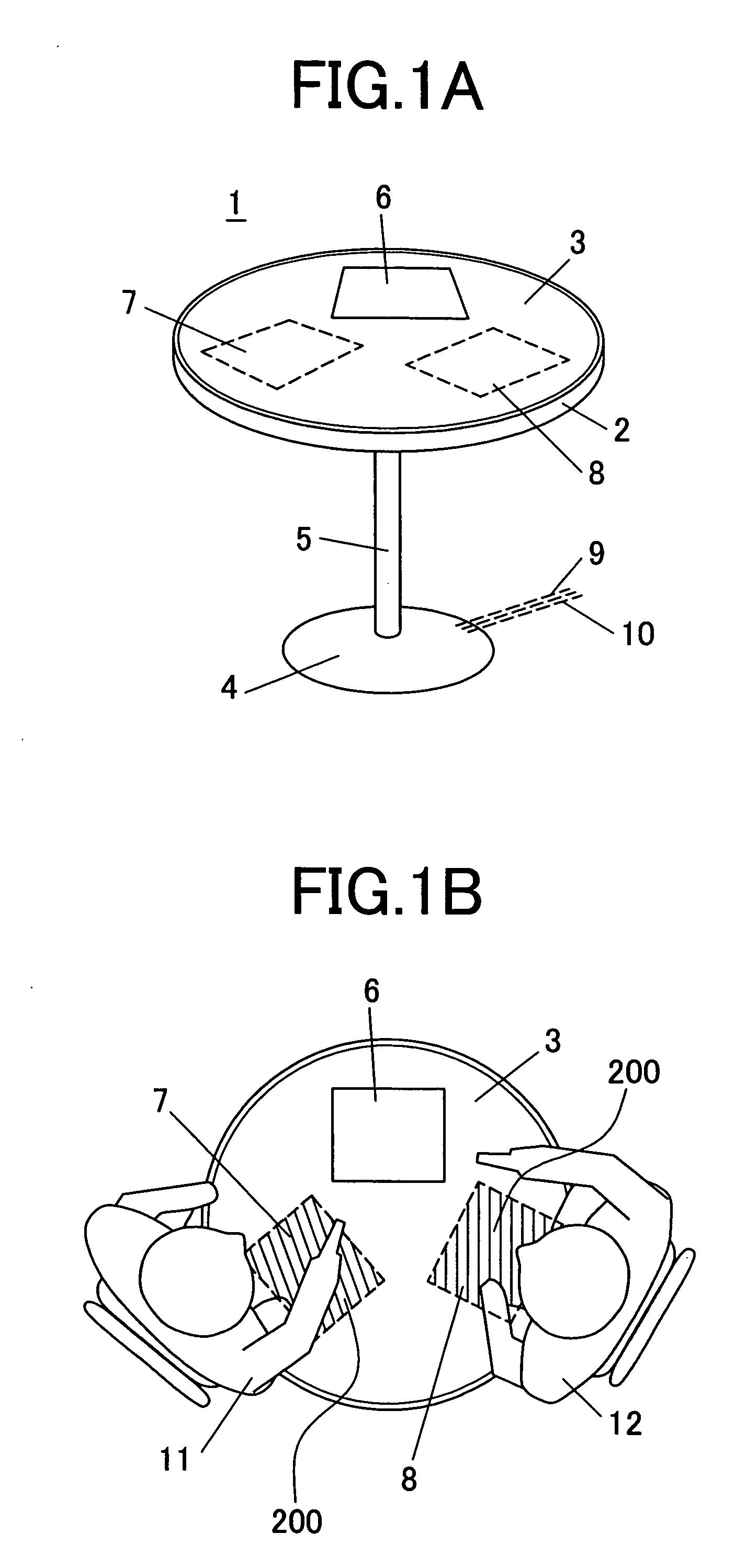 Displaying and operating methods for a table-shaped information terminal