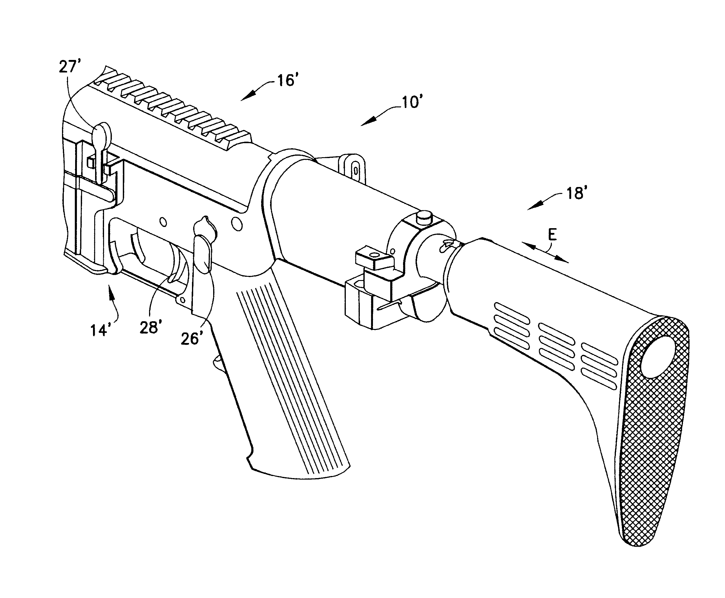 Automatic or semiautomatic rifle with folding clamshell buttstock