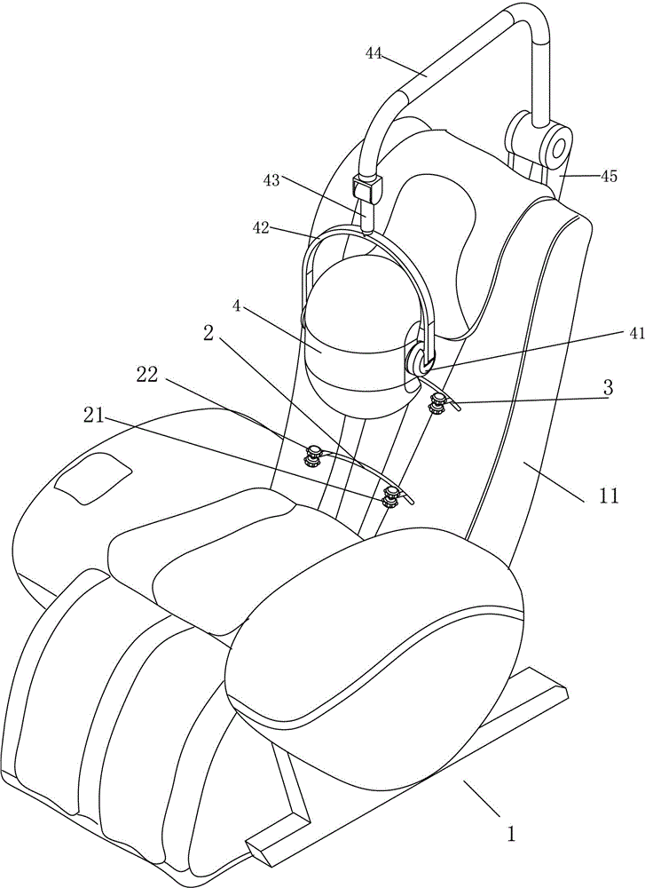 A massage chair equipped with a modular beauty device
