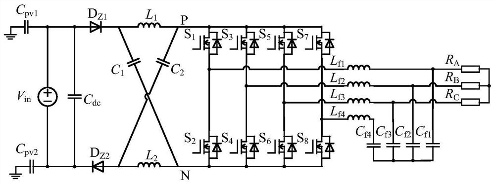 A leakage current suppression method for a three-phase four-leg z-source inverter