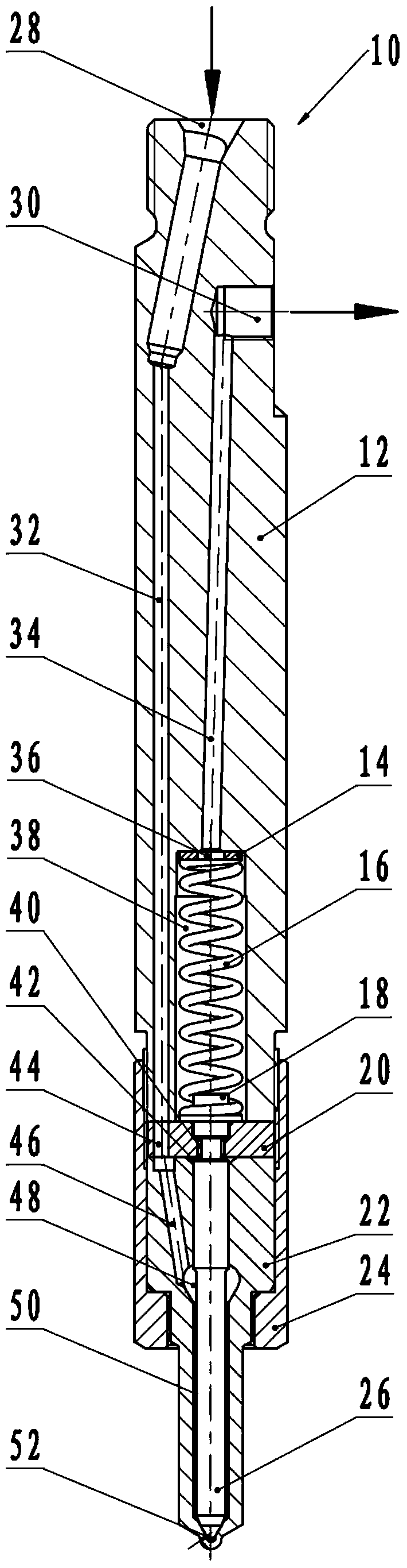Self-relieving non-return-oil oil atomizer and refitting method of same