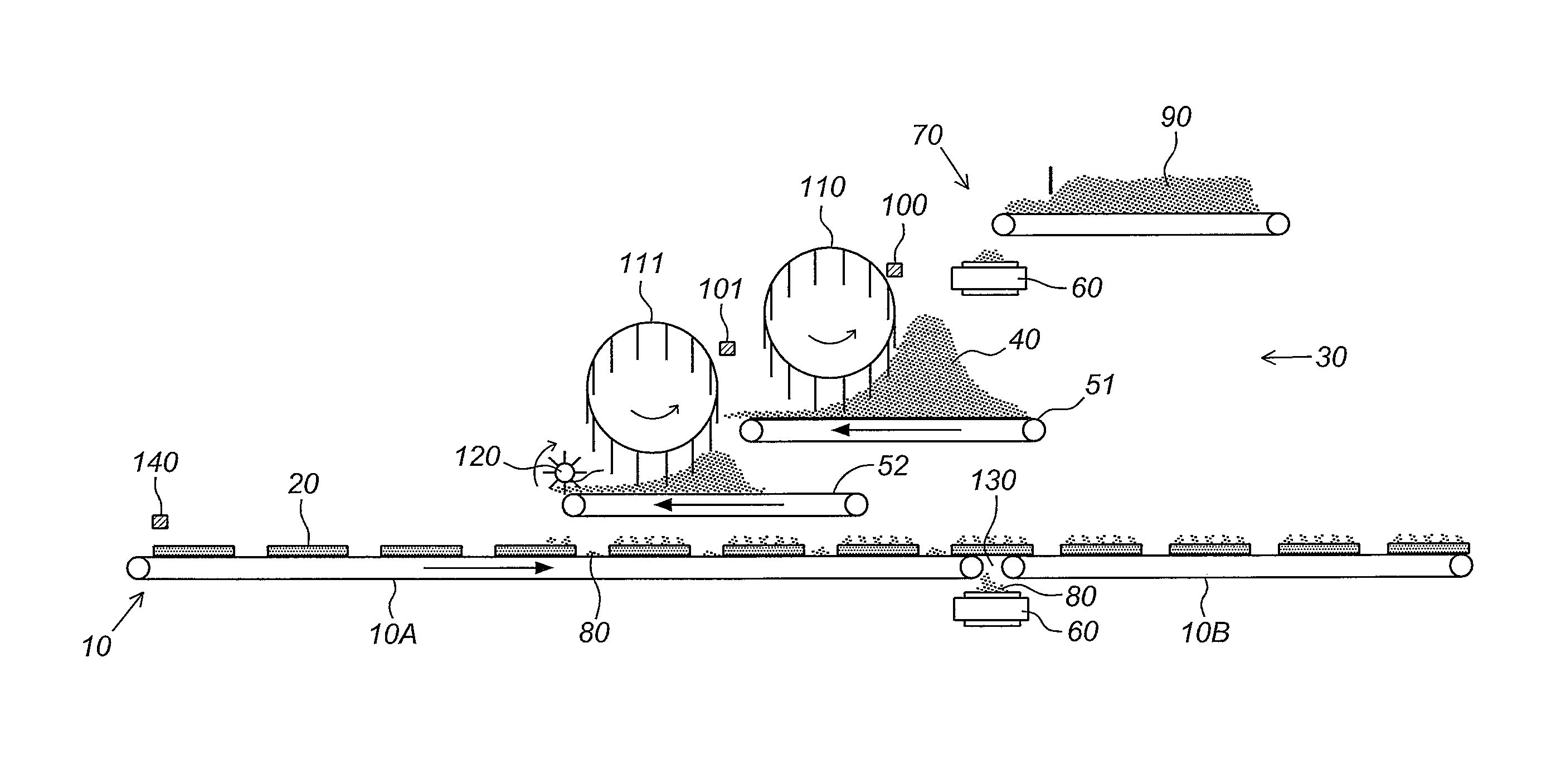 Device for providing dough products with a topping material