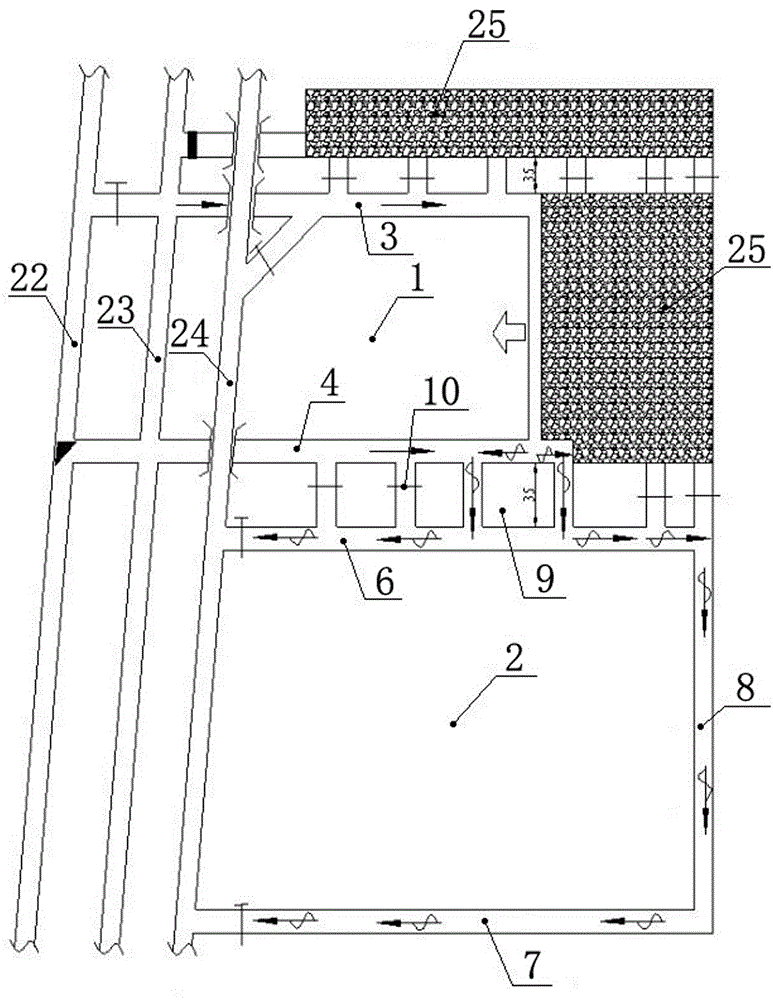 U+U type laneway ventilating system of coalface