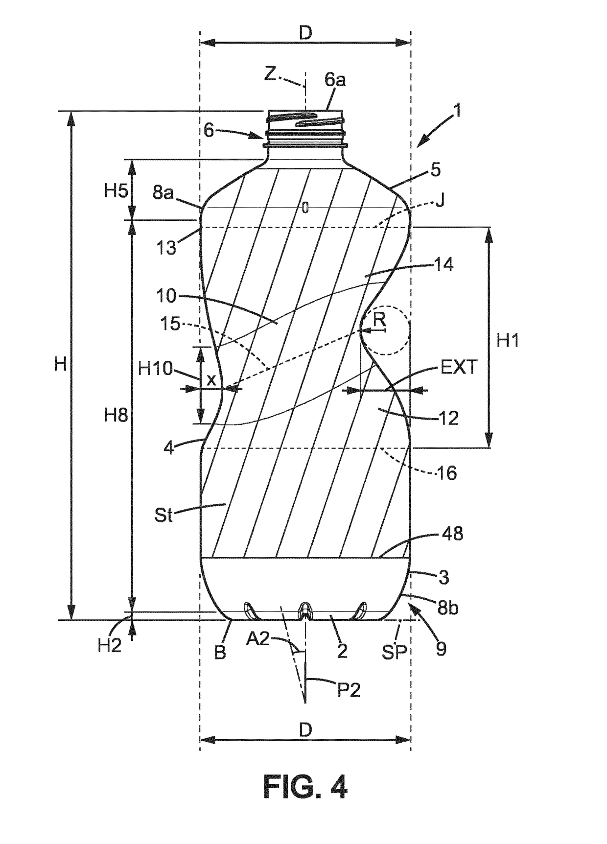 Plastic bottle with an annular gripping portion