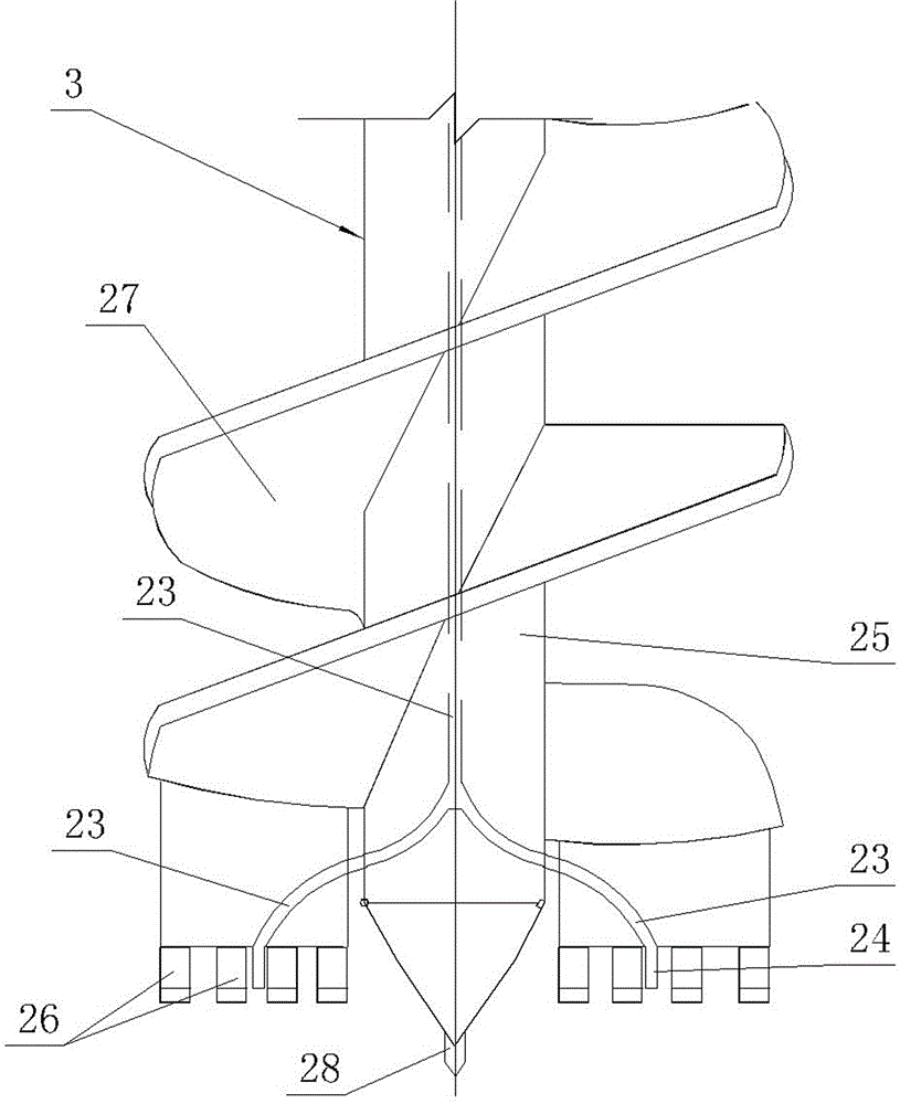 Pressurized long auger drilled pile driver and drilling method using the pile driver