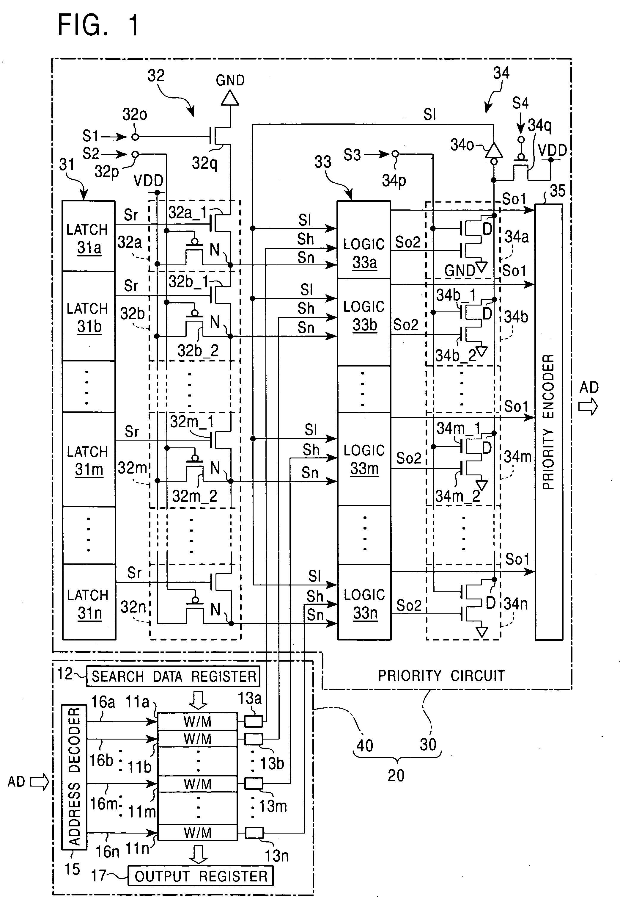 Content addressable memory capable of changing priority in priority encoder