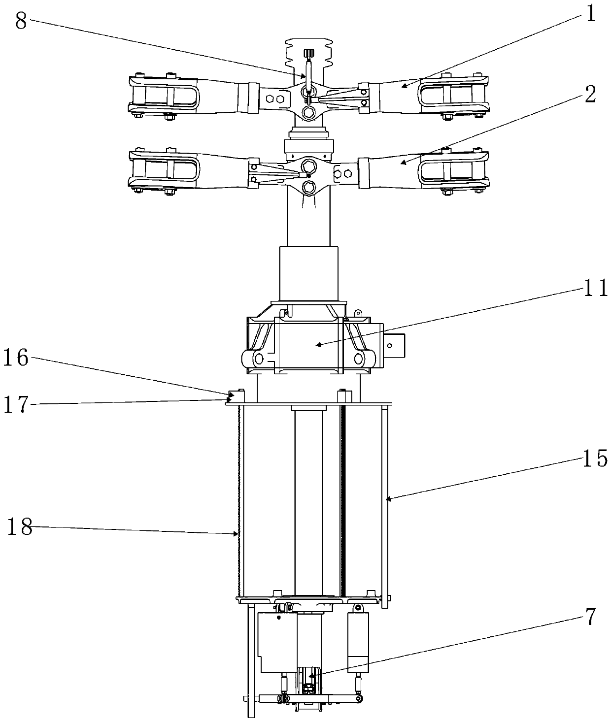 Rotor wing lifting mechanism for coaxial double rotor wings and flying device