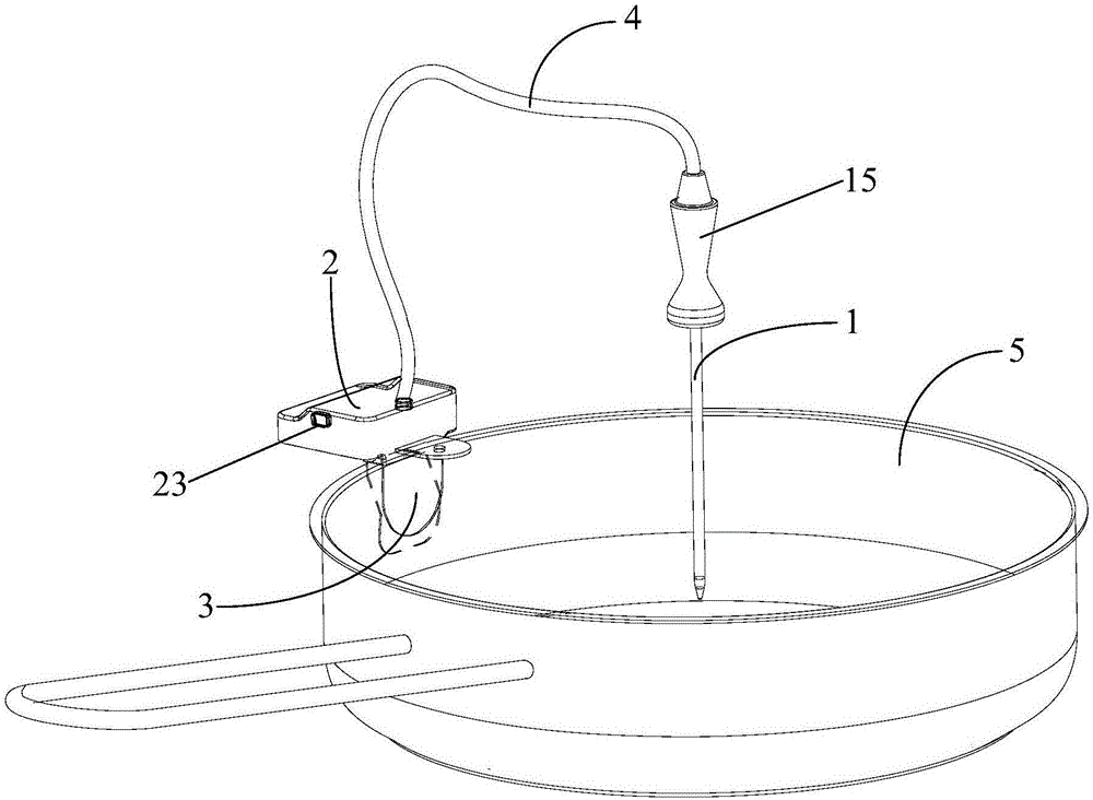Temperature probe, cooking device and heating control method
