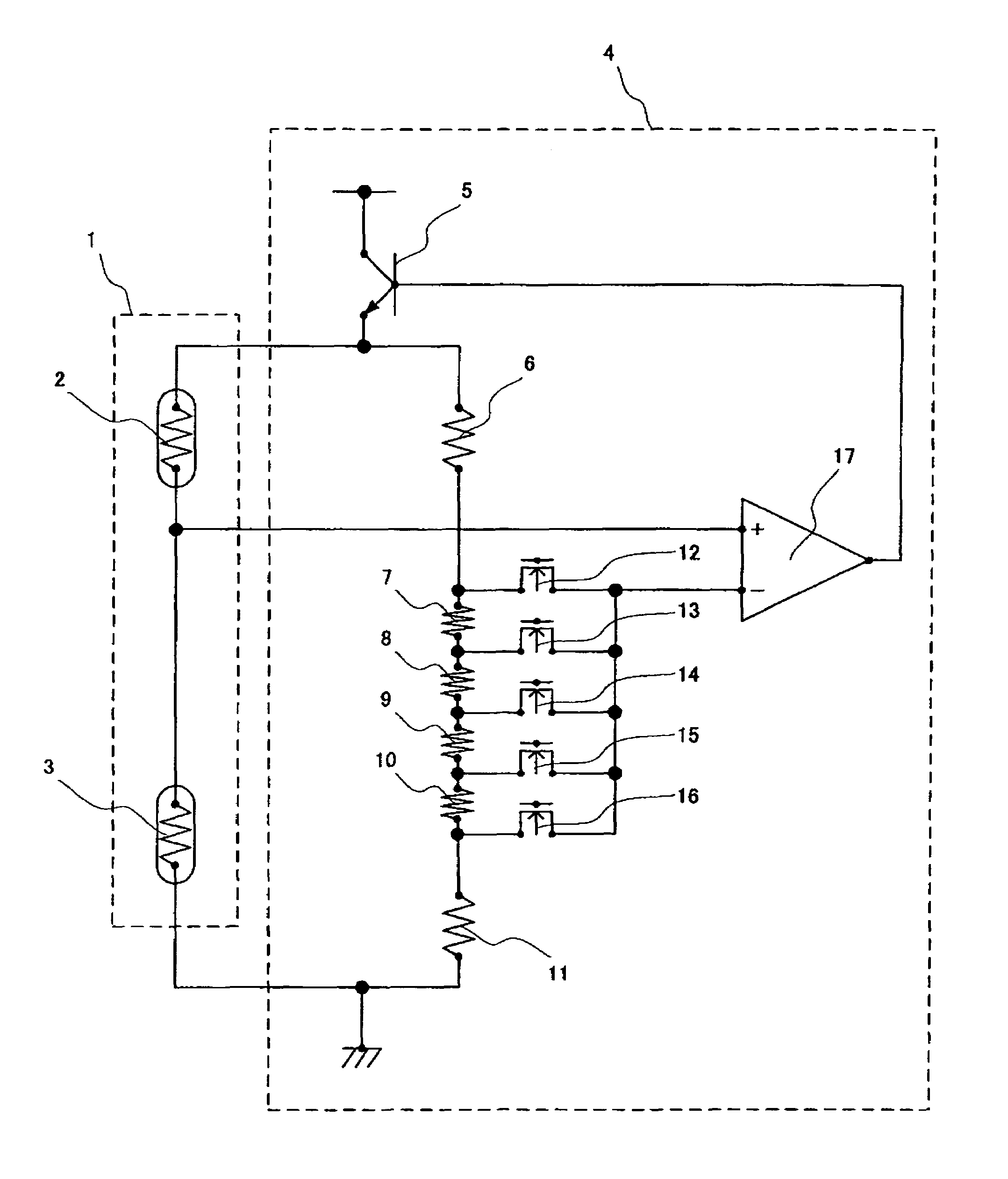 Heating resistor type flow-measuring device having a heating resistor and a thermoresistance, whose resistance value varies in response to the ambient temperature