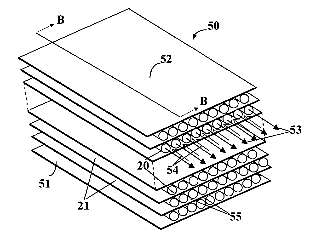 Cao fuel cell stack with large specific reactive surface area