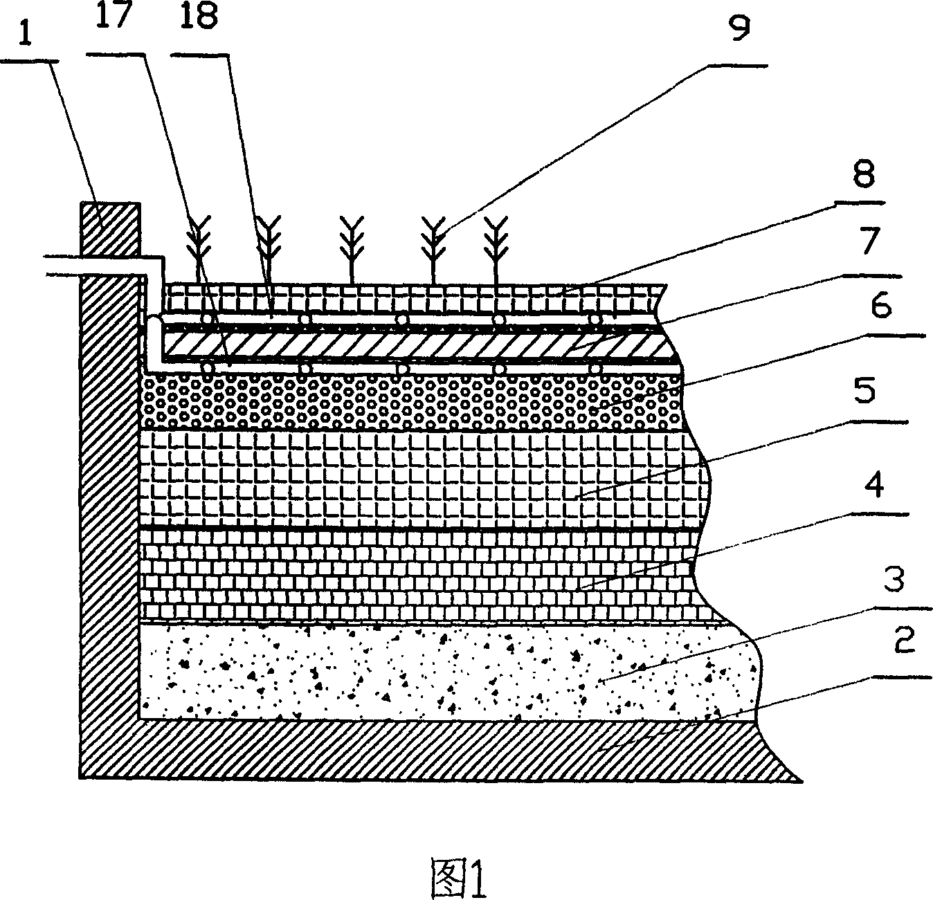 Method for purifying sewage in artificial wet land by northern vertical subcurrent method