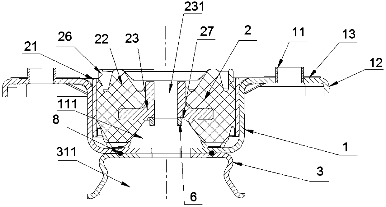 Connecting device of rear shock absorber and automobile