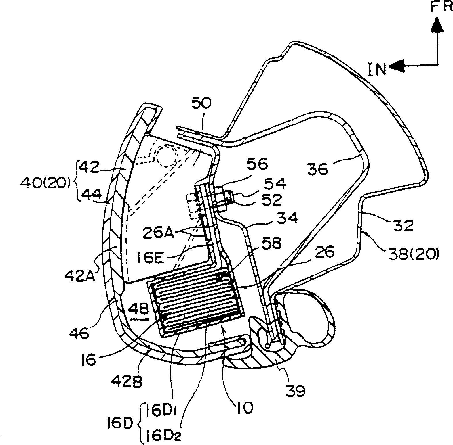 Arrangement and construction of crew protective device for automobile