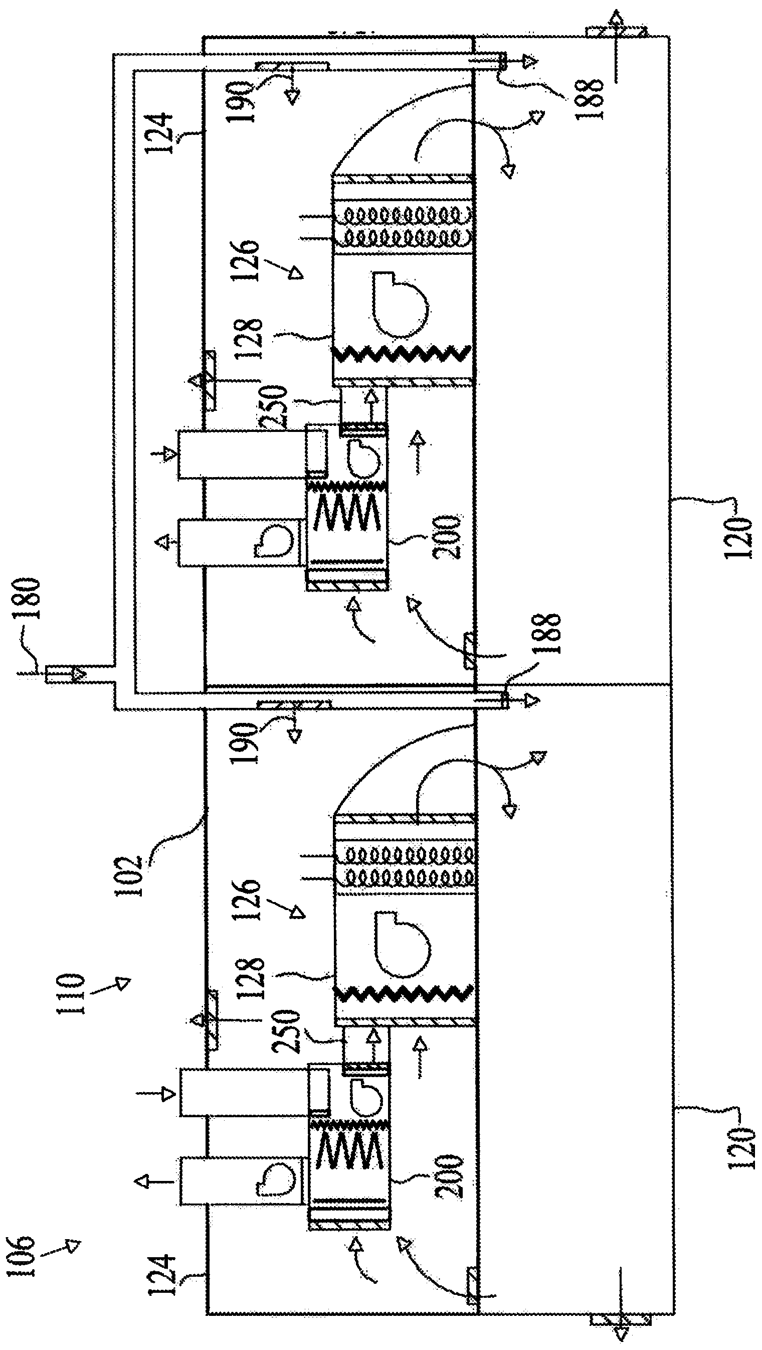 Method and system for conditioning air in an enclosed environment with distributed air circulation systems