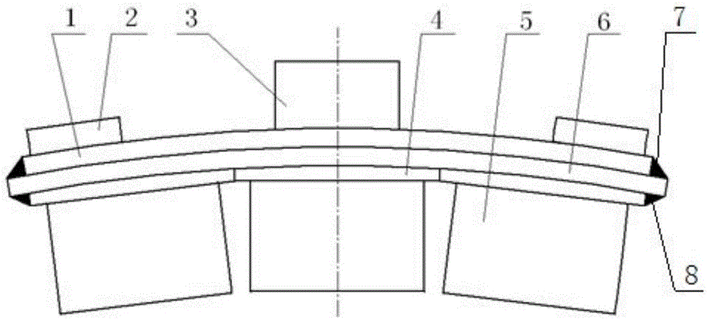 Double-tile-back structured brake shoe and manufacturing process thereof