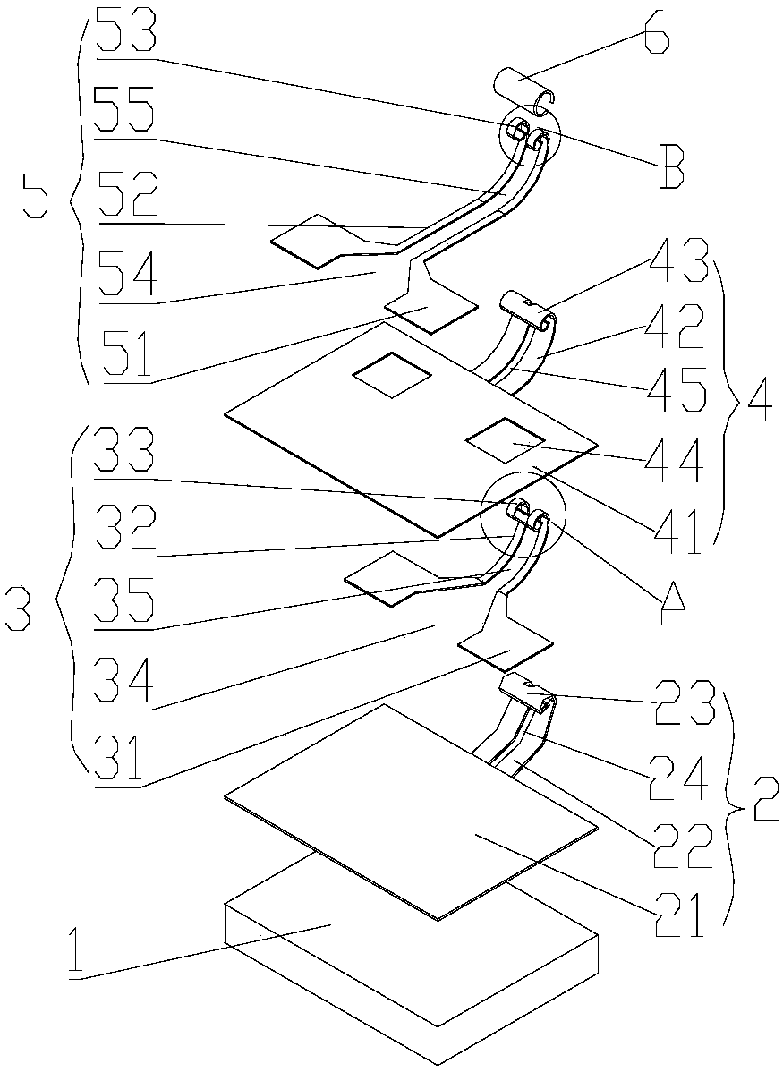 Single cantilever type gas sensor with curled structure and sensor array