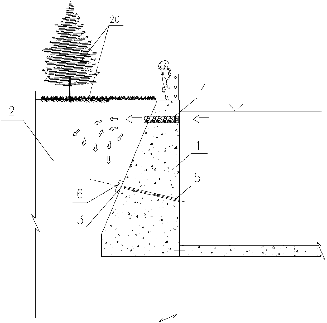 River embankment structure for sponge city construction