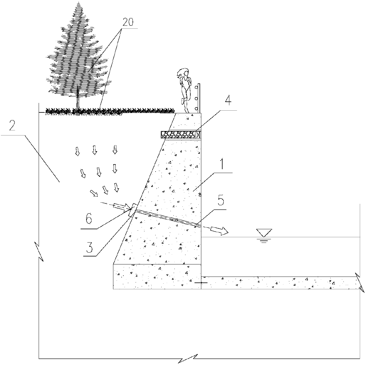 River embankment structure for sponge city construction