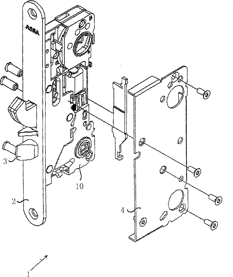 A device for mechanical guiding, a lock module and a lock device comprising such a device