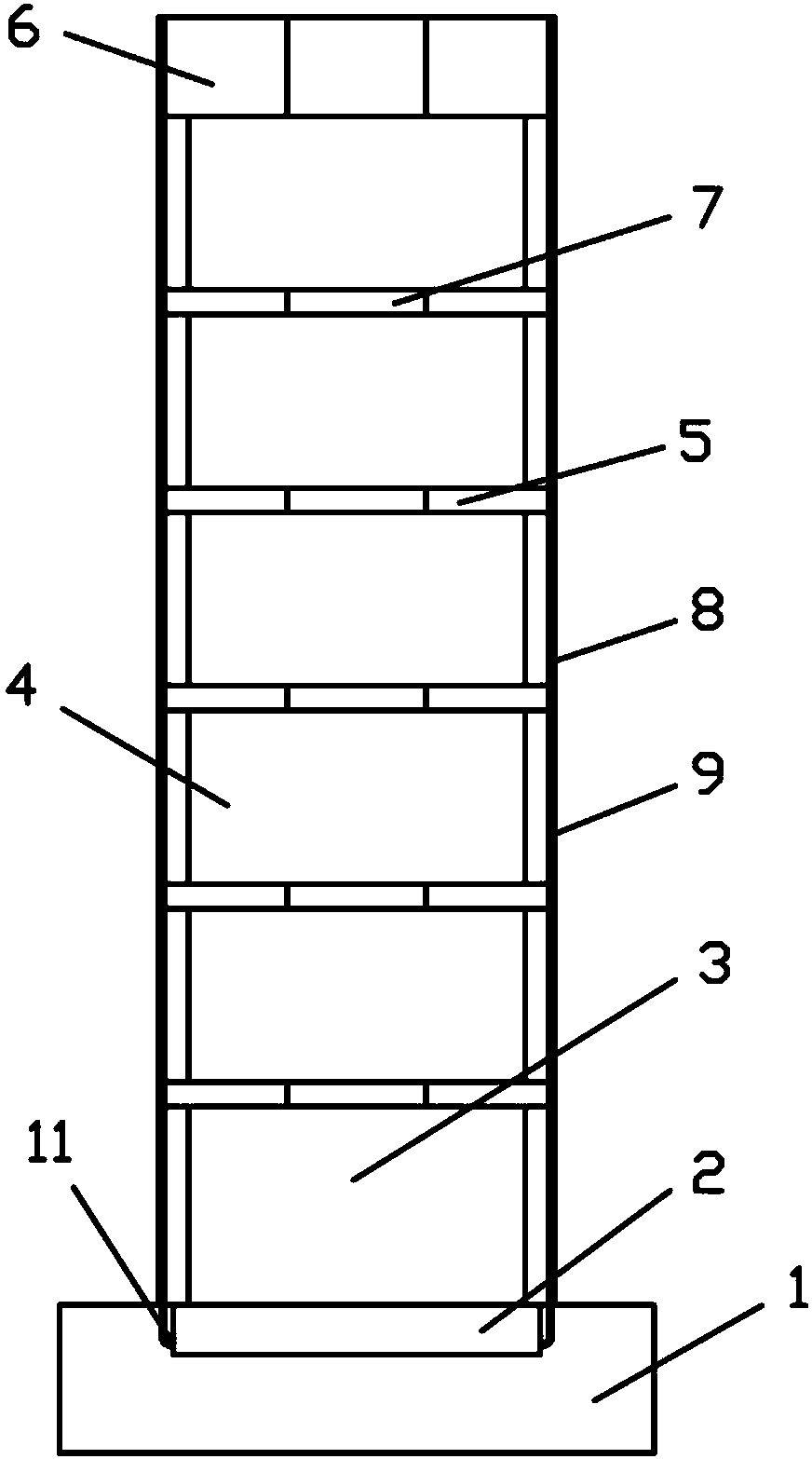 Post tensioned pre-stressed hollow type pier column structure and construction method