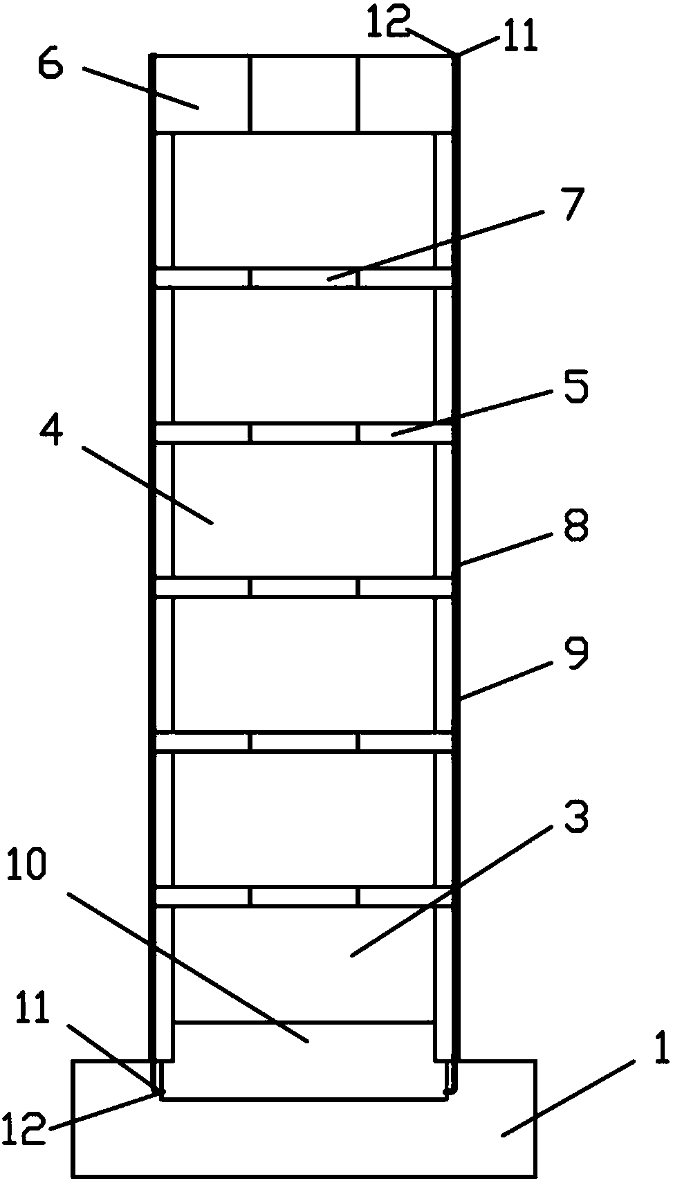 Post tensioned pre-stressed hollow type pier column structure and construction method